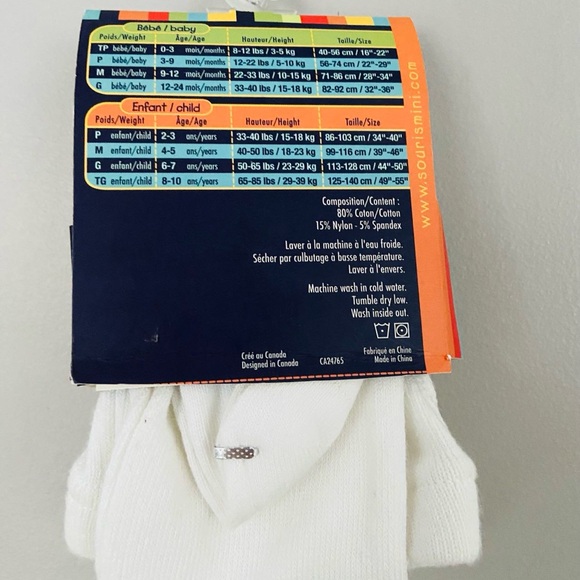 3 for $45_ Souris mini baby white tights 80% cotton, 15% nylon, 5% elastane - Picture 3 of 10